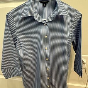 Lands' End Blue Striped Button Down Shirt